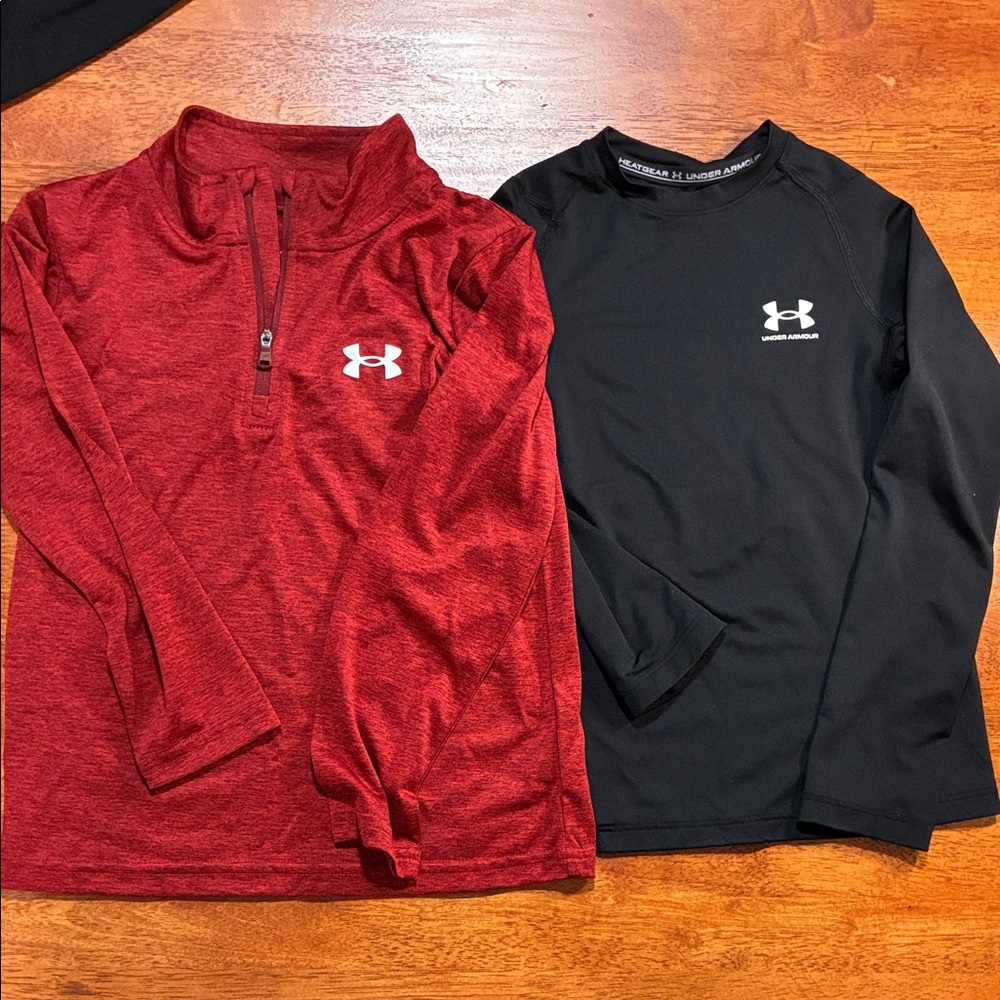 Under Armour Red and Black Activewear Tops